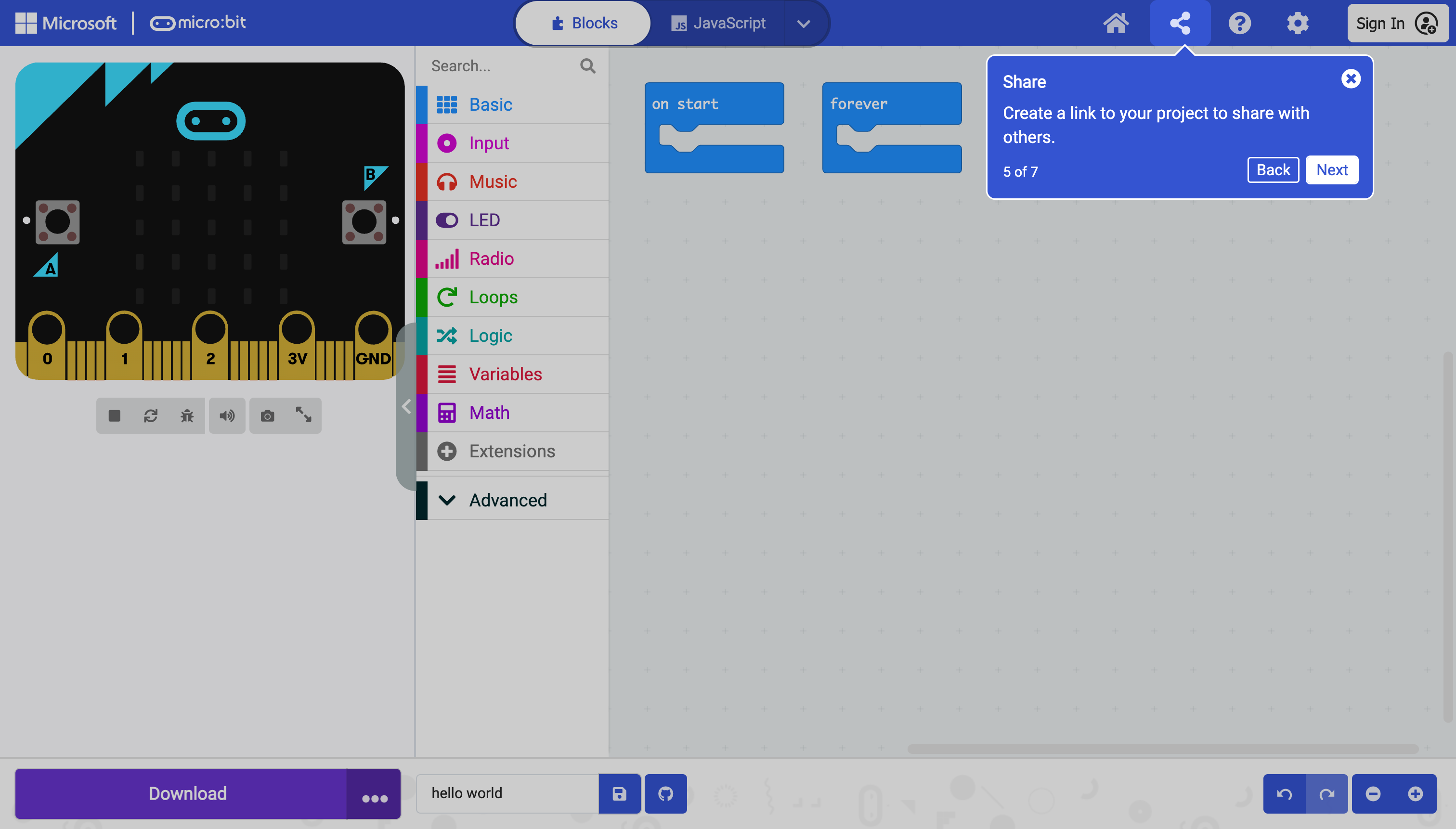Programming Screen Tour - Share