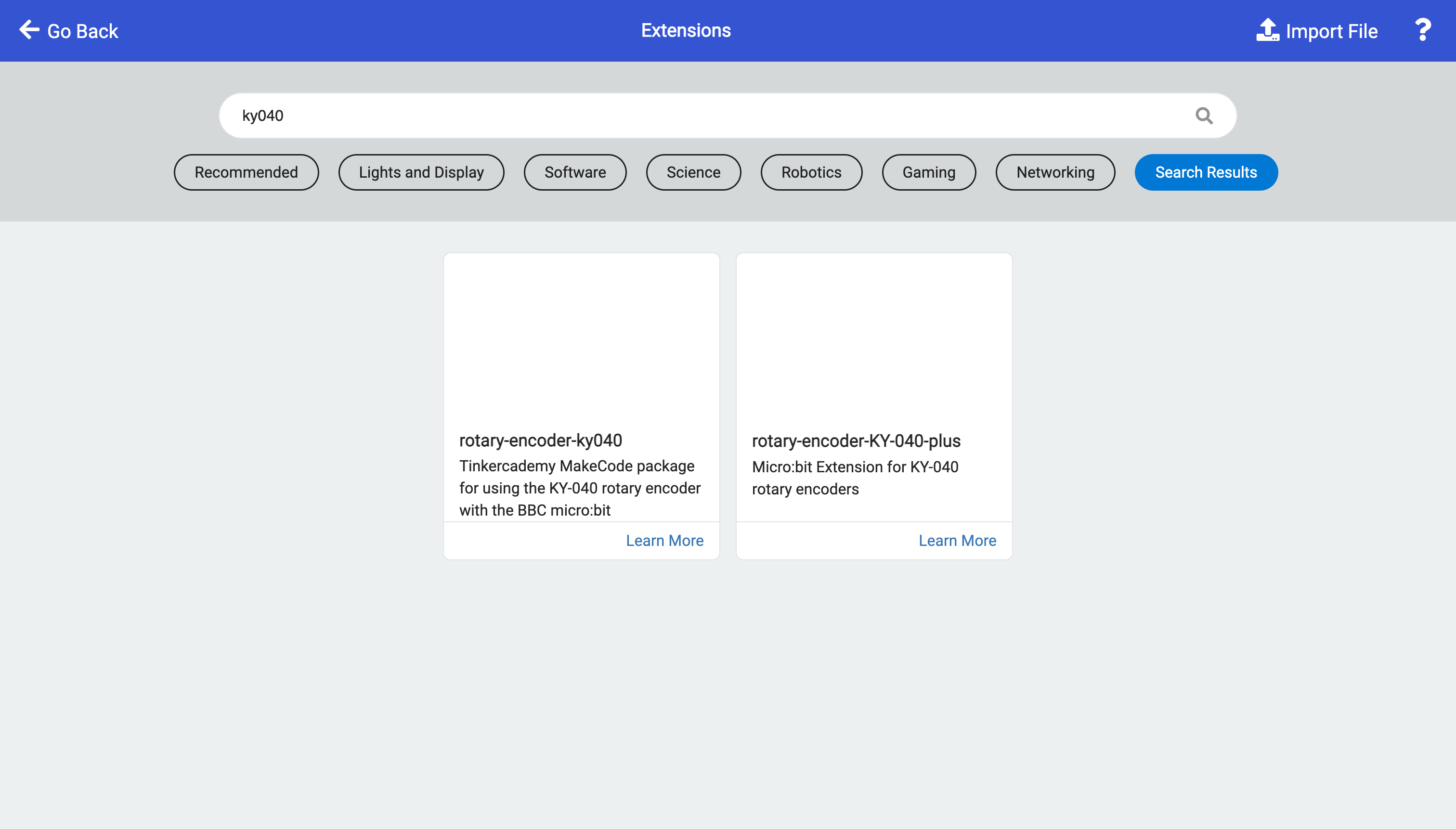Extensions Library searching for ky040